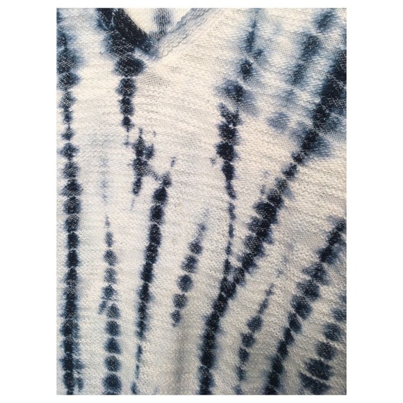 New XCVI Top Womens L Tie Dye Tunic Boho V Neck Short Sleeve Textured Knit Blue - Picture 9 of 14